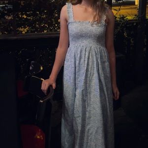 Aqua Blue Floral Midi Nap Dress